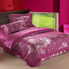 家纺床上用品高级麻，赛尔贡缎提花，四件套婚庆床上用品紫罗兰色