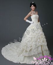 宫廷特价婚纱 甜美公主婚纱 冬季 2011最新款豪华拖尾婚纱HS-1-15