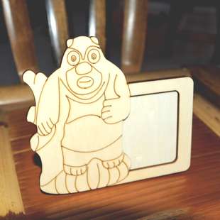 创意泥超轻纸粘土彩泥橡皮泥珍珠雪花泥DIY木质配件 熊大相框