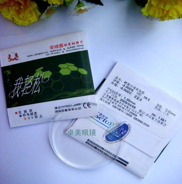 上海视通-1.56-超薄加膜抗紫外线辐射非球面树脂镜片