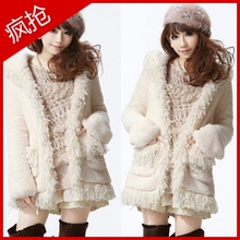 2012春装新款日系昕薇杂志款vivi2月新品甜美女装流苏毛毛绒外套
