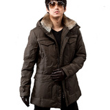 意大利 羽皇 正品 男士羽绒服 毛领 中长款 羽绒服 <span class=H>包邮</span> WH032G