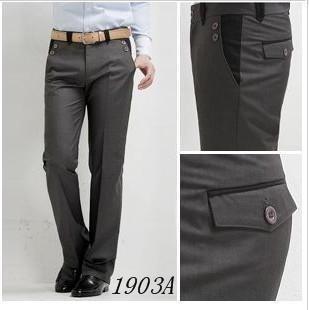  时尚韩版 绅士风丝滑面料拼接口袋包边扣设计休闲西裤 特价西裤