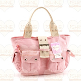 ishine早春新品 实用多袋糖果色帆布实用手提包0232