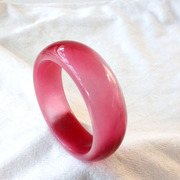 饰品斯里兰卡粉红色猫眼石，水晶手镯效应，光亮面大宽加厚型配玉镯子