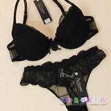 法国名品 黑色精致蕾丝可插片内衣文胸套装 70B70C75B75C80B80C
