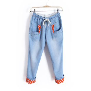 2012 Summer clothes new white elastic waist skinny collection to curling pants jeans pencil pants women WK1228