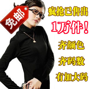 秋冬新款百搭潮流韩版牛奶丝加绒长袖女装T恤保暖高领打底衫