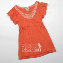 (H15) 可爱小公主 原单正品 女童碎花领荷叶袖全棉连衣裙①