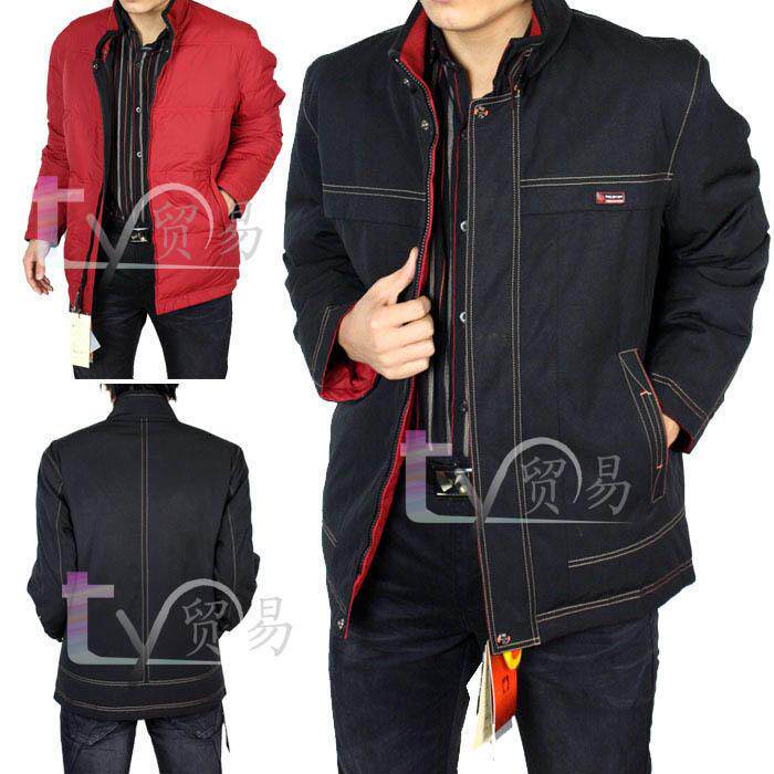 清仓亏本特价 正品红苹果男装 <span class=H>羽绒服</span> 男外套H118 双面穿90%羽绒