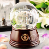 精灵屋正品WSA梦幻炫彩灯水晶旋转木马水晶球音乐盒 天空之城