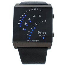 秒杀包邮！不参加活动) Berze 时尚真皮 韩版 LED 新款 手表 9823