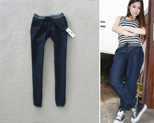 (Ladies 611-2) Korean elastic thin female feet of Harlan jeans pants trousers pants collapse Female 5503