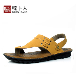  哒卜人 男士凉鞋 时尚休闲凉鞋男 两穿沙滩鞋套趾凉鞋真皮拖鞋