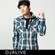 OJALIVE/欧加利维 英式彩格 特别剪裁休闲长袖衬衫66029-1彩兰