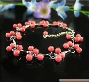  爱情水晶 时尚精美 漂亮的天然红纹石流星雨手链 脚链 超值