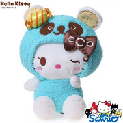 日本正版 sanrio hello kitty 凯蒂猫 蓝色熊猫装 公仔坐姿大号