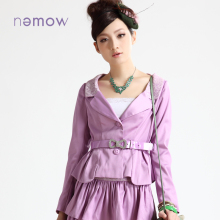 Nemow南梦2012新款春装淑女款修身蕾丝V领单排扣长袖短外套A1D006