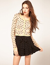 05.4英国代购ASOS Vero Moda特价淑女风颗颗小爱心对比色针织开衫