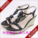 <span class=H>达芙妮</span> 2010款羊皮坡跟<span class=H>凉鞋</span> 103016115 1030161黑色