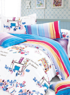 Basha dream home textile 2012 new season girls cotton twill prints children's three-set 041012103