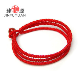  珒福源 开光正品本命年红绳手链 玛瑙金刚结三生绳情侣款红绳手链