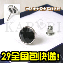 销售过3千超特价！全国包快递100%好评男士纯银镶黑玛瑙耳钉-饰品/流行首饰/时尚饰品