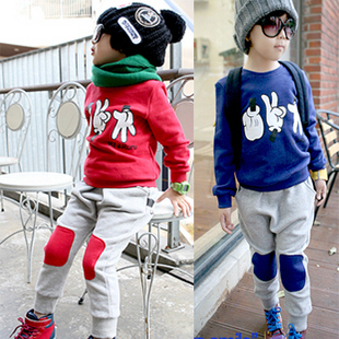  韩版童装 春季儿童男童运动卡通动漫石头剪刀布卫衣套装