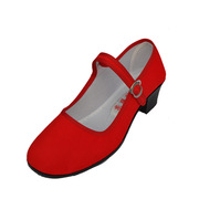 老北京布鞋红色高跟鞋妈妈鞋广场舞跳舞鞋软底透气耐磨女单鞋