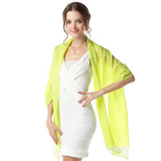 纯羊毛围巾纯素色超长两用披肩，嫩绿j88126