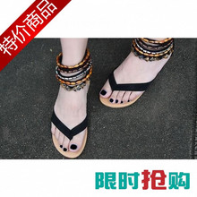 	  
	  韩版民族风复古串珠夹脚亚麻平底淑女鞋夹趾夹脚镂空<span class=H>罗马鞋</span>女凉鞋