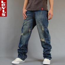 热卖levi's501陈冠希长寿王 蓝色经典 褶皱 直筒破洞牛仔裤