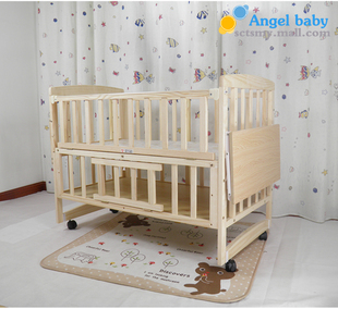 可变书桌童床 婴儿床 实木 无漆环保宝宝床bb床