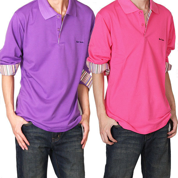 Paul Smith 彩领胶印字母珠地棉长袖POLO衫 14色