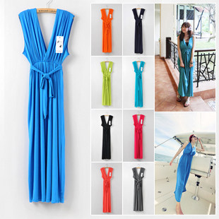 (Ladies 611-2) Hawaii V-neck dress beach dress Bohemian style sling dress 5019
