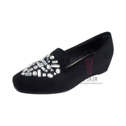 老北京布鞋 简约时尚欧美范 华丽大气小方头坡跟女单鞋