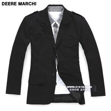 【5151m】DEERE MARCHI百搭明袋修身单开叉纯棉小西装2836
