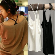 夏季黑白色吊带背心女性感莫代尔，中长款内搭打底衫y型交叉吊带衫