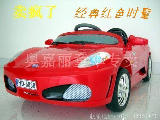正品承诺  华达6838红色新款法拉利儿童电动车\钥匙启动\可调MP3