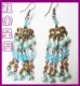 波希米亚风情耳环-缀蓝珍珠多流苏耳环