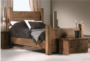 美式乡村松木实木床，单人床双人床复古床1米1.2米1.5米1.8米