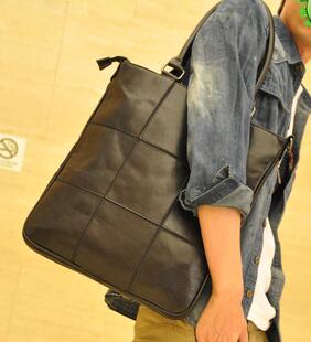  皇冠包邮潮男挎包韩版男包单肩包格子包包手提包男式手拎包中性包