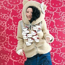 香港it 专柜正品 凯蒂猫 hello kitty 毛毛大蝴蝶结女装可爱外套