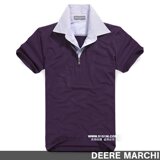 【5折】DEERE MARCHI莱卡假两件修身翻领男士短袖T恤 DM18紫