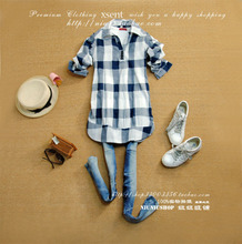 C2301/2010新品秋装韩版女热卖宽松娃娃衫套头可挽袖长款翻领衬衫