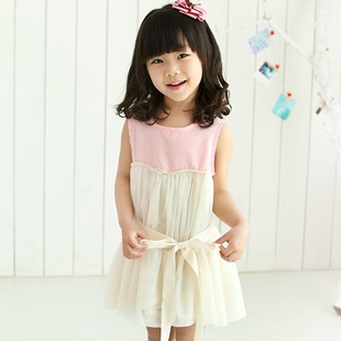  esbeeli品牌童装 女童夏装新款韩版纱裙连衣裙 儿童背心裙