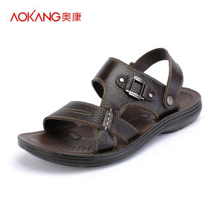  奥康皮鞋 专柜正品 特价 真皮 男凉鞋 夏季 男式沙滩鞋-611723003