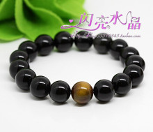 【三皇冠信誉】特价星座开运水晶手链◇狮子座黑曜石配虎眼石