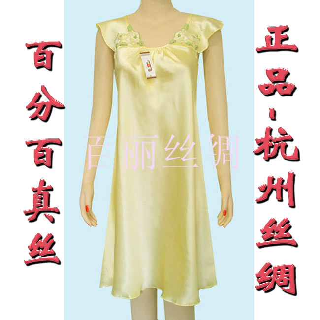 100%桑蚕丝 女真丝睡裙睡衣丝滑黄色 蕾丝宽松家居服大码特价正品在类目 女士内衣/男士内衣/家居服, 睡裙中 - 来自Buy2taobao.com提供专业的淘宝代购服务