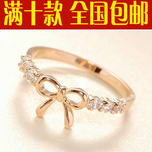  0982 大饰场 韩国饰品 新款 韩版蝴蝶结镶钻戒指 女 指环